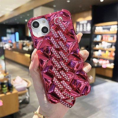 For iPhone 16 Pro Max 14 13 12 11 XR XS MAX Luxury Rhinestone Diamond Chain Case