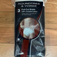 RoundTree  Yorke 3pr FULL-CUT BRIEFS Men's 100 Cotton Black size 40