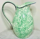 Antique Vintage Stangl Town/Country Green Sponge Ware Large Farmhouse Pitcher