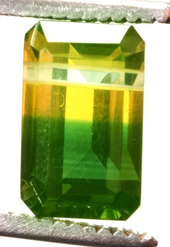 8.45 Cts. Natural Brazilian Bi-Color Tourmaline Emerald Shape Certified Gemstone