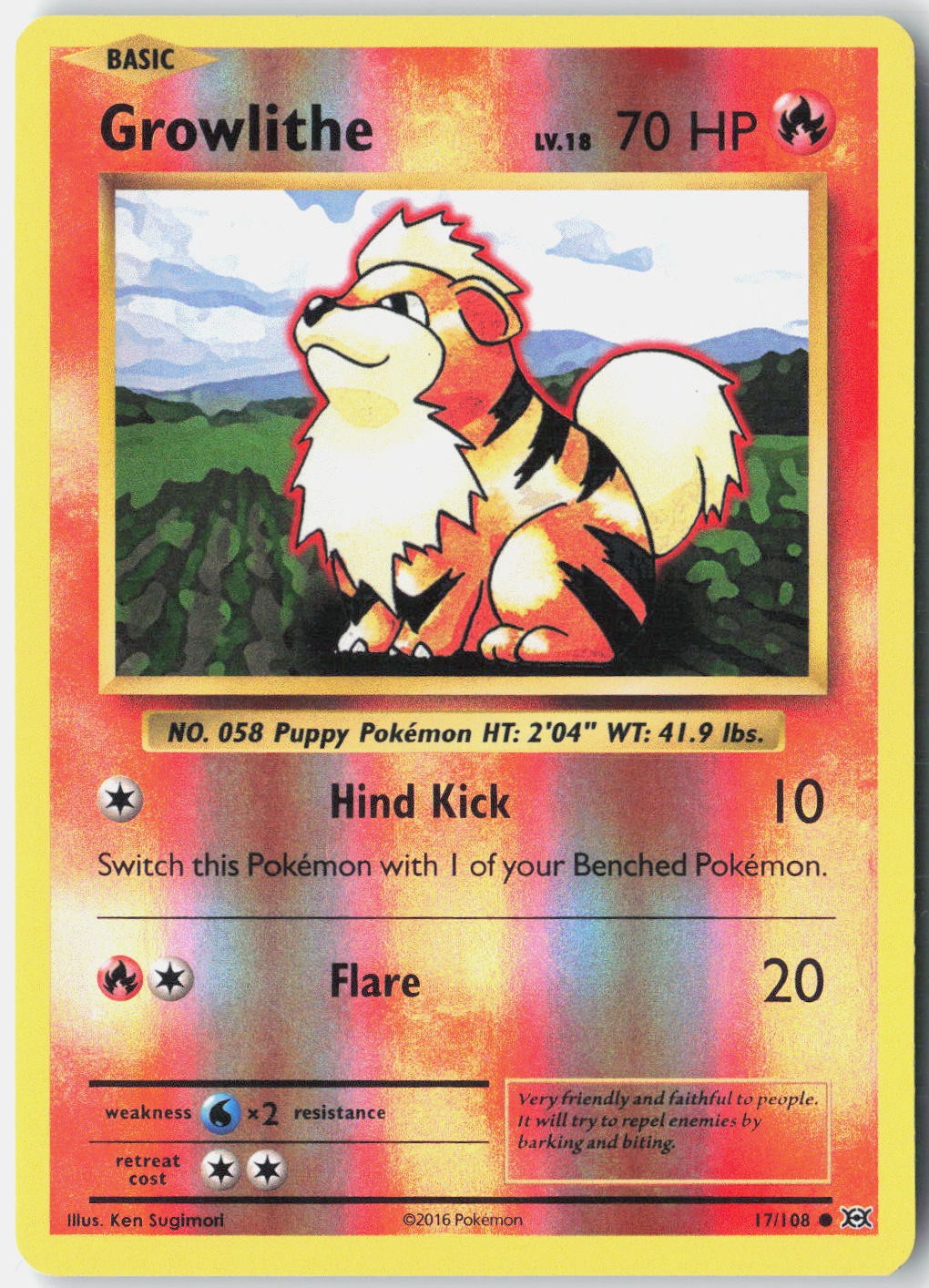 Growlithe XY - Evolutions 17/108 Pokemon Card Reverse Holo