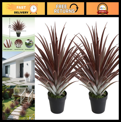 2 Pcs 27'' Artificial Aloe Vera Plants - Red Faux Succulents for Home Office Deco