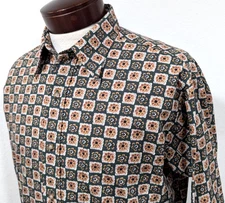 GITMAN BROS for Nordstrom Men's M Shirt FLORAL MEDALLION Green Brown USA ~ VEUC*