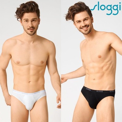 Sloggi Mini Brief Mens Cotton Rich Slip Briefs Underwear Black or White (2 PACK)