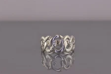 Boma Sterling Silver 12mm Textured Graduated Oval Link Solid Band Ring 925 Sz: 8