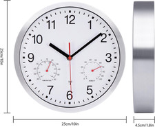 Orologio Da Parete Esterno 30cm Con Termometro E Igrometro - Silenzioso, Impermeabile, Batteria AA - Foto 2