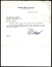 Edward Ted Kennedy Signed Letter & Envelope U.S. Senate Letterhead *CF296