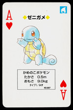 Squirtle Ace of Hearts 1996 Red Playing Cards Pokemon Japanese Lightly Played