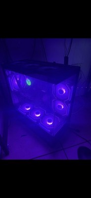 Custom Built Gaming Desktop Tower PC, Black RGB Lighting, Tempered Glass Case