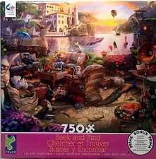 Italian Terrace Seek And Find Lilia Meiklejohn 750 pc 24" X 18" Poster Puzzle