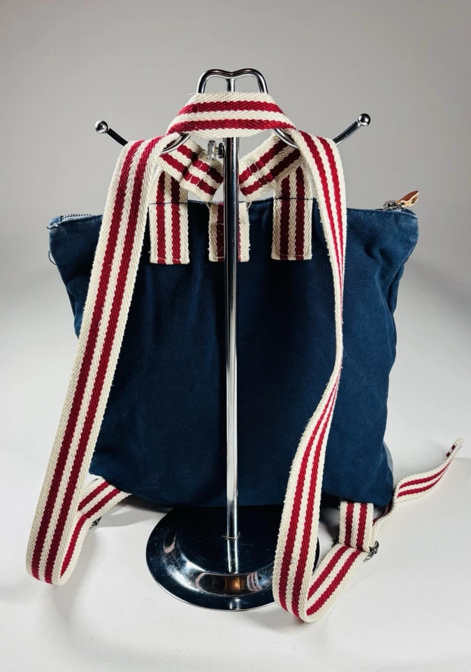 Mochila de Lona American Eagle Outfitters Azul Rojo Rayas Correas Retro Y2K Foto 3 de 4