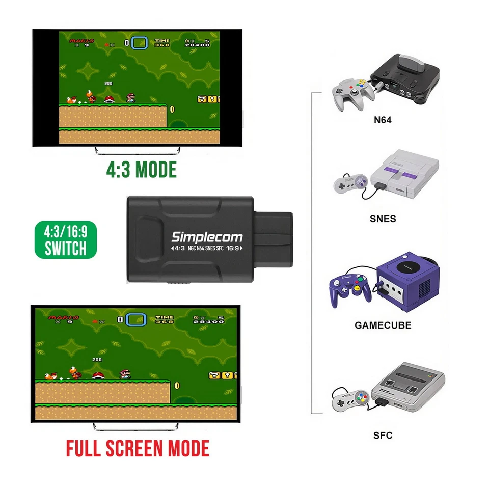 HDMI Cable Adapter Converter Composite AV to HDMI for Nintendo NGC N64 SNES SFC - Image 4 of 4