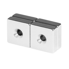 3/4 x 3/4 x 1/4 Inch Neodymium Rare Earth Countersunk Block Magnets N48 4 Pack