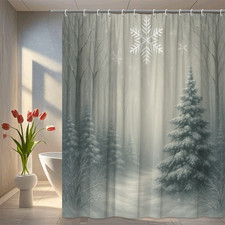Winter Forest Snowflake Shower Curtain - Elegant Design
