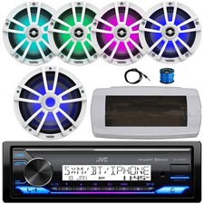 JVC Ready Marine Receiver, Cover, 4x 6.5" 225W Speaker, Wire, Subwoofer, Antenna