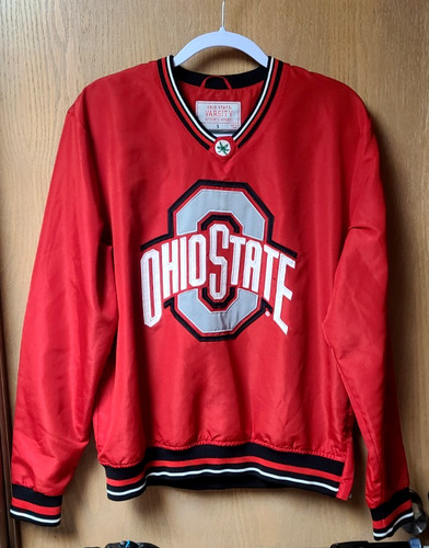 Vintage Ohio State Buckeyes Varsity Pullover Jacket NCAA Authentic Apparel SMALL