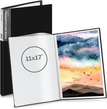 11X17 Portfolio Binder Folder Black, Vertical - Binder with Plastic