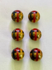 Lot of Six Vintage Colorful MCM Laminated Marquetry Wooden Coat Buttons