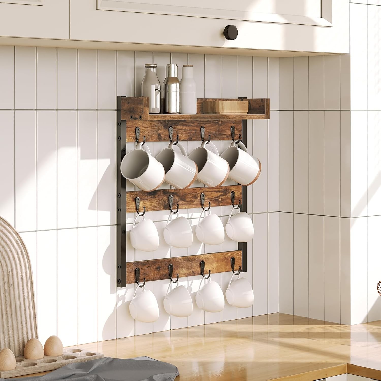 Mug Tree Rack Coffee Mug Holder Stand, 3 Tier Mug Tree Rack, Hanging 12 Cups, with ...
