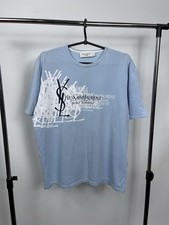 T-shirt Yves Saint Lauren taglia M blu YSL vintage anni 90 grande logo