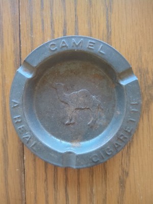 Vintage Camel ''A Real Cigarette'' 3.5'' Round Small Metal Ashtray Ad Clearance