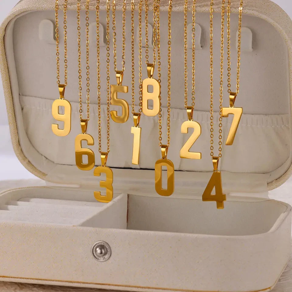 Digitale Damen Halskette Anhänger Geometrisch Edelstahl Schmuck feminin modisch - Bild 3 von 4