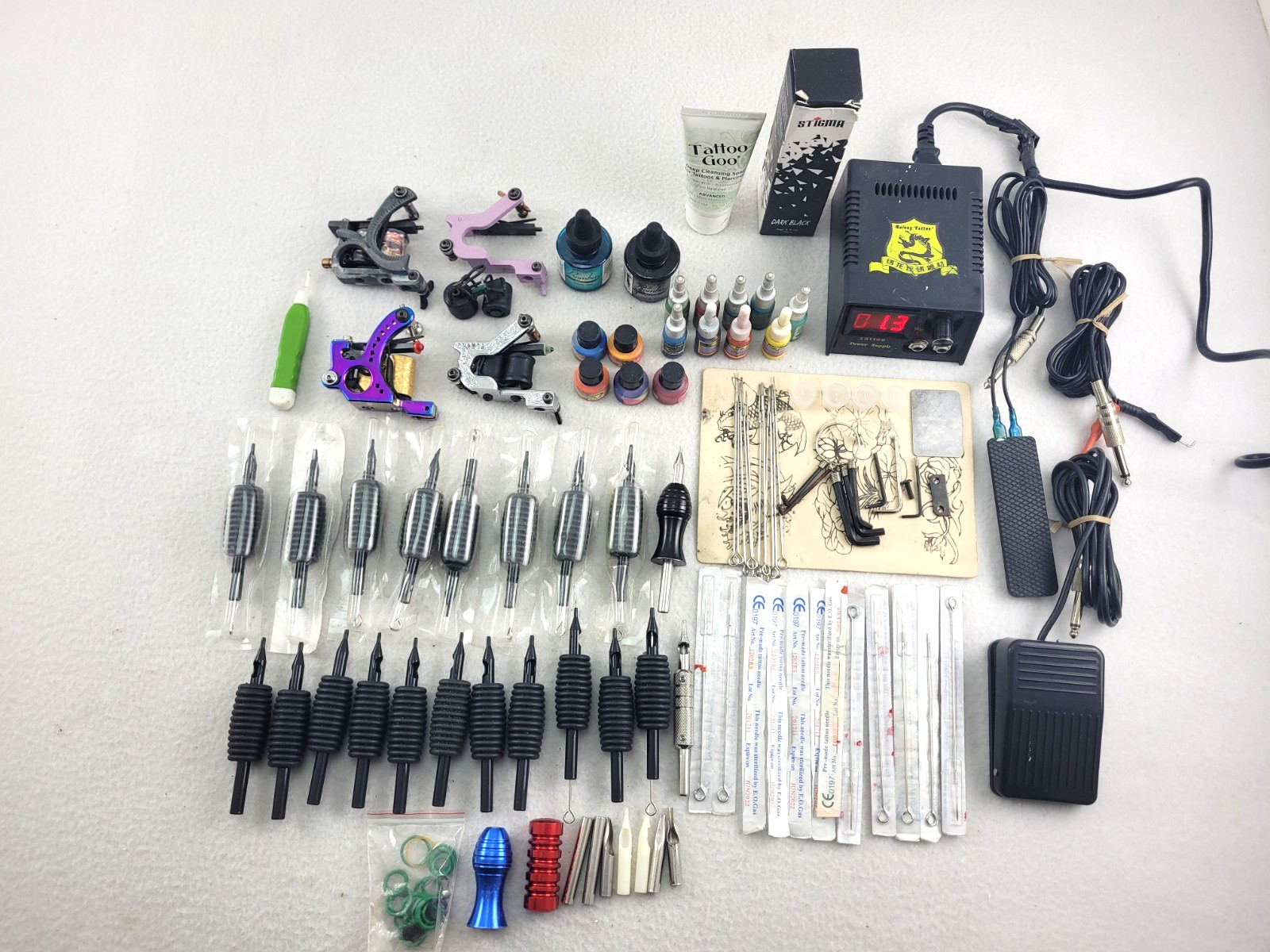 Coil Rotary Guns Machines Ink Power Supply Tubes Pedal Lot