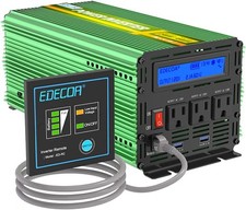 EDECOA Power Inverter Pure Sine Wave 12V 110V 120V 1500W Car Inverter RV LCD V3