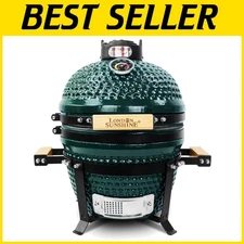 13" Portable Ceramic BBQ Smoker with Thermometer - Ideal for Outdoor Grilling
