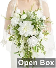Ling's moment White Green Bridal Bouquet for Bride, White Green Wedding Bouquets