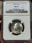 1949-D WASHINGTON SILVER QUARTER MS NGC MS65