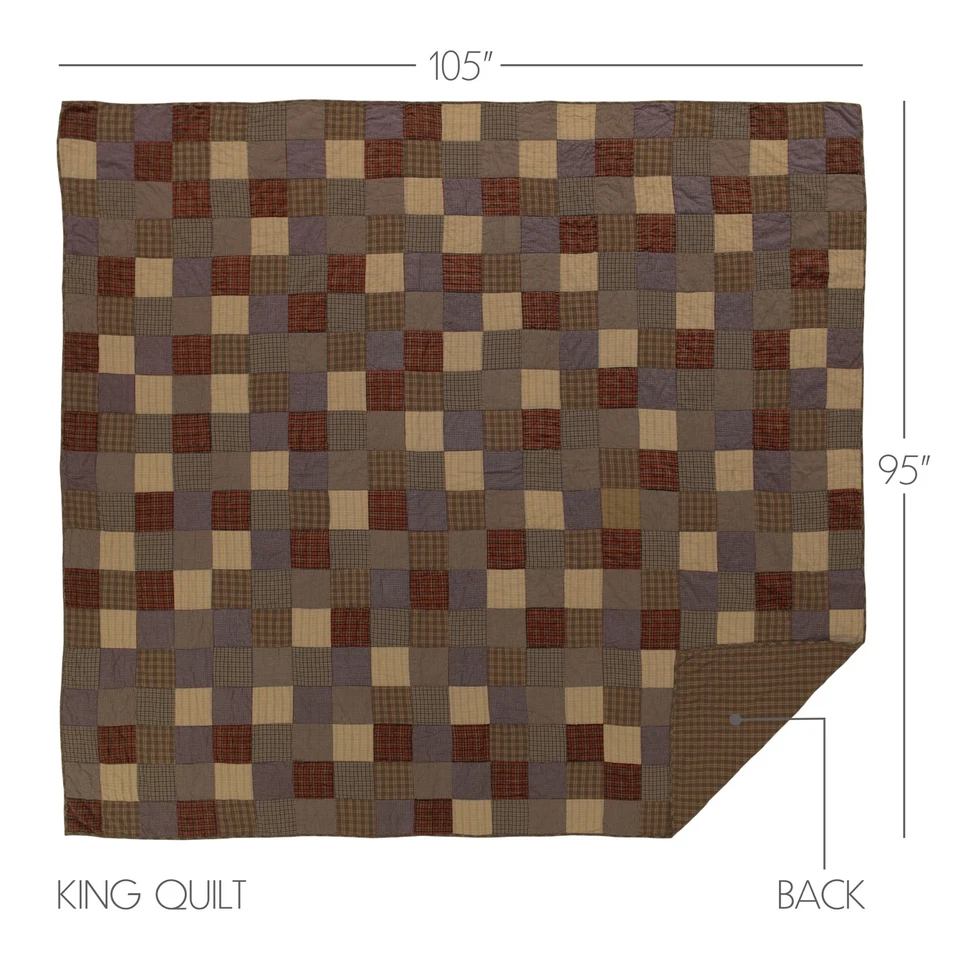 Rustic King Quilt Green Patchwork Cedar Ridge Cotton Bedroom Decor VHC Brands - Image 3 of 4