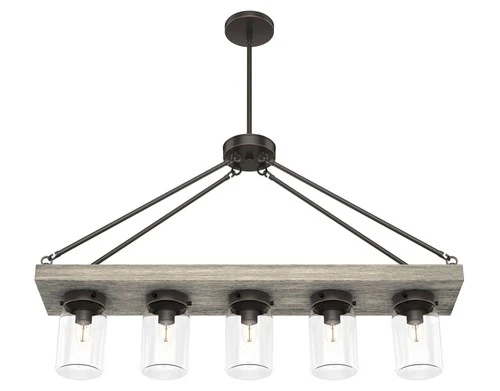 Hunter Fans - Devon Park 5-Light Rectangle Chandelier in Casual Style-38 Inches - Picture 1 of 4