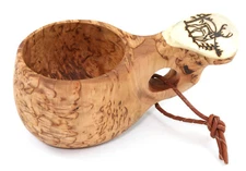 Kuksa Nordic drinking cup Handmade in Finland from birch gnarl - Reindeer