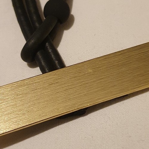Art Deco Black Rubber Necklace Gold Rectangle Pendant Geometric Quirky Women's - Picture 5 of 12