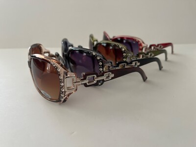 Womens Rhinestones Square Wrap Bling Fashion Sunglasses With  display picture 3