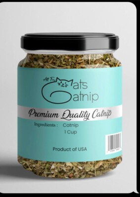 All for cats Premium Catnip - 1 cup/ 8 fl oz,Catnip, Custom Catnip Jar, Quality
