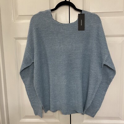 Vero Moda Backstring Tida Knit Tie Back Detail Blue Sweater NWT Blue