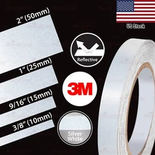 3M SILVER WHITE REFLECTIVE Durable Self-Adhesive Roll Tape Stickers 3/8" to 2"