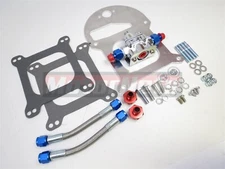 Braided Fuel Line Pressure Regulator Kit Dual Outlet - Holley 4150 Carburetor 6A