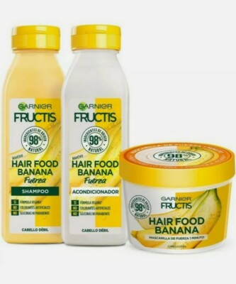 Garnier Fructis Hair Food Banana Complete Routine 98% Natural Clean 