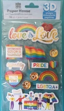 PAPER HOUSE 3D PRIDE STICKER SET~ RAINBOW~ LGBTQA~LOVE IS LOVE