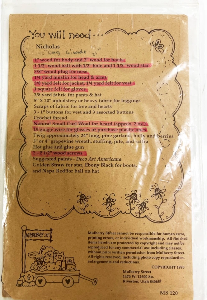 Nicholas- 25" Santa Sewing Pattern MS 120 From Mulberry Street - Image 2 of 3