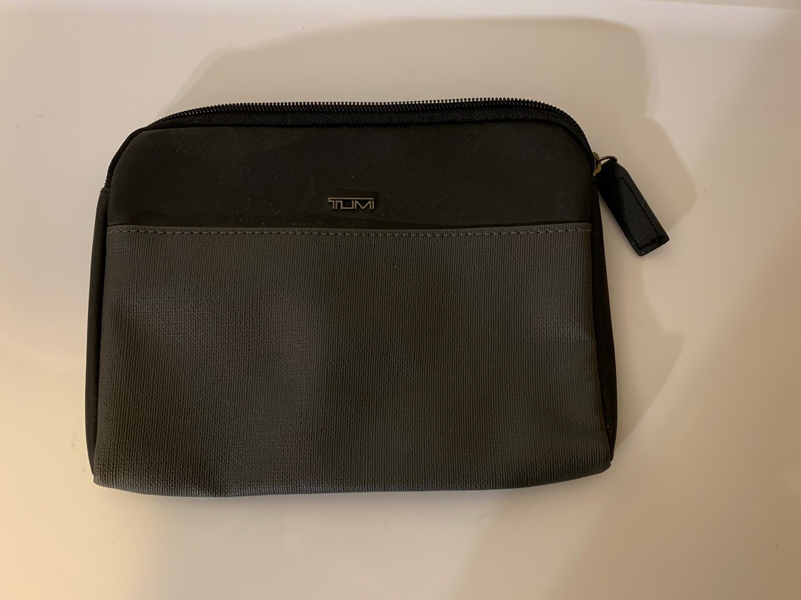 TUMI For Delta Small Zip Pouch Soft Sided Travel Case Toiletry Bag Black Grey image 5