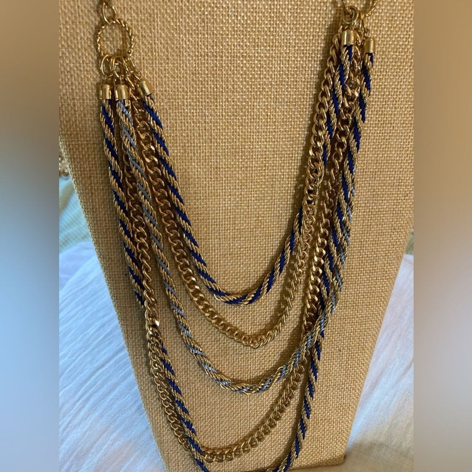 Multi Chains with Blue Layered Statement Runway N… - image 7