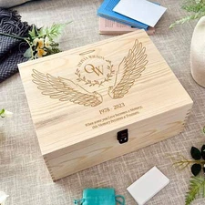 Custom Engraved Memorial Wooden Treasure Keepsake Box