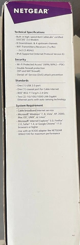 NETGEAR N300 Wifi Router 2 in 1 Cable Modem Router - Image 2 of 4