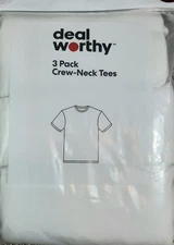 Crew-neck T Shirt Men's XXL 50-52 Pack Of 3 White Deal Worthy Knit Cotton Blend