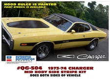 GE-QG-504 1973 1974 DODGE CHARGER - MID BODY SIDE STRIPE - DECAL KIT - LICENSED