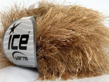 38Yd Light Camel Extra Long Eyelash Yarn Ice Luxurious New Fun Fur 42067 50 Gram